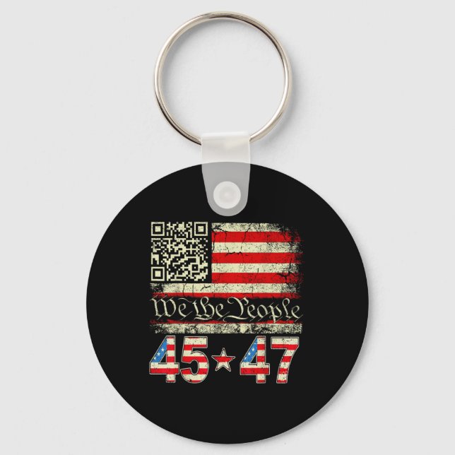 Trump Dance Troll Qr Funny Trump Dance Code Retro  Keychain (Front)
