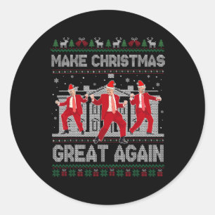 Trump Dancing Make Christmas Great Again Xmas Paja Classic Round Sticker