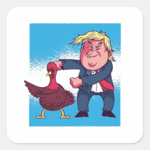Trump dancing Thanksgiving Turkey Gift Square Sticker