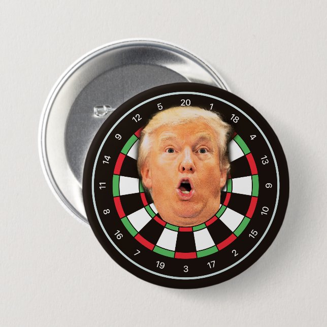 Trump Dartboard Funny Donald Dart Board Political Button (Front & Back)