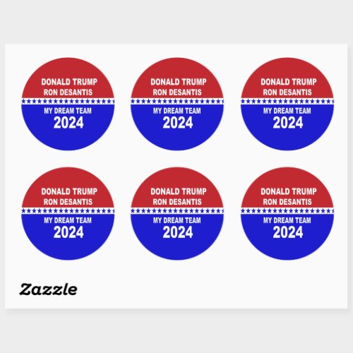 Trump  DeSantis 2024 My Dream Team Classic Round Sticker