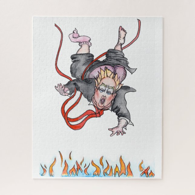 Trump Descends into the Fiery Pit Jig Saw Puzzle (Vertical)