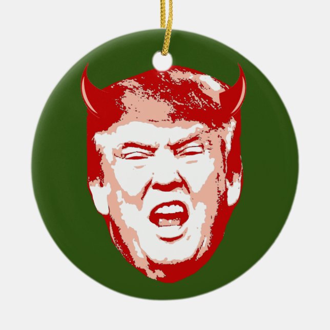 Trump Devil Head - Anti-Trump - Ceramic Ornament (Front)