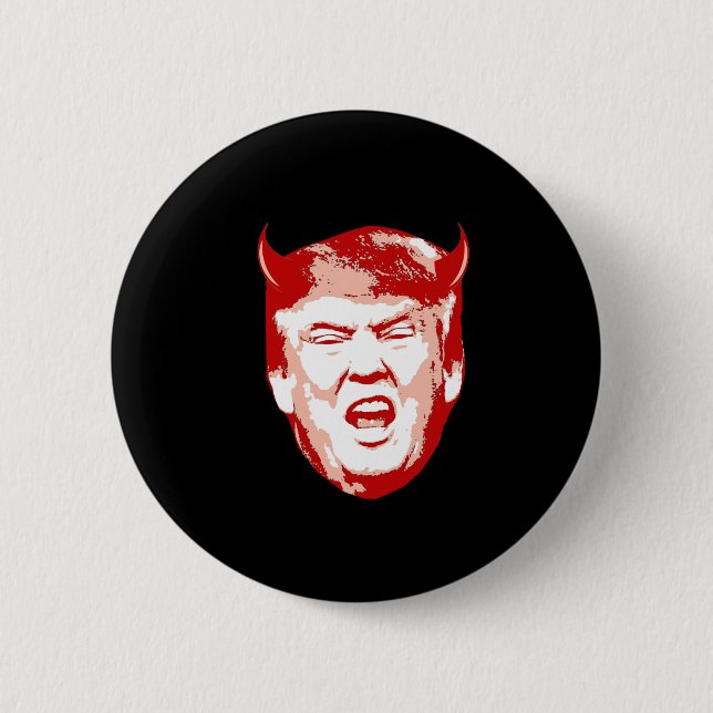 Trump Devil Head - Anti-Trump - Pinback Button (Front)