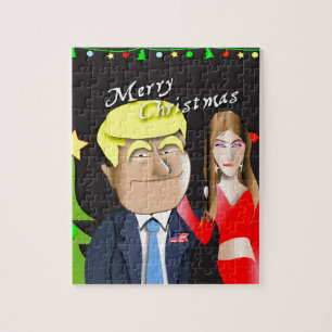 Trump, Donald, Melania, Christmas, gift, present, Jigsaw Puzzle