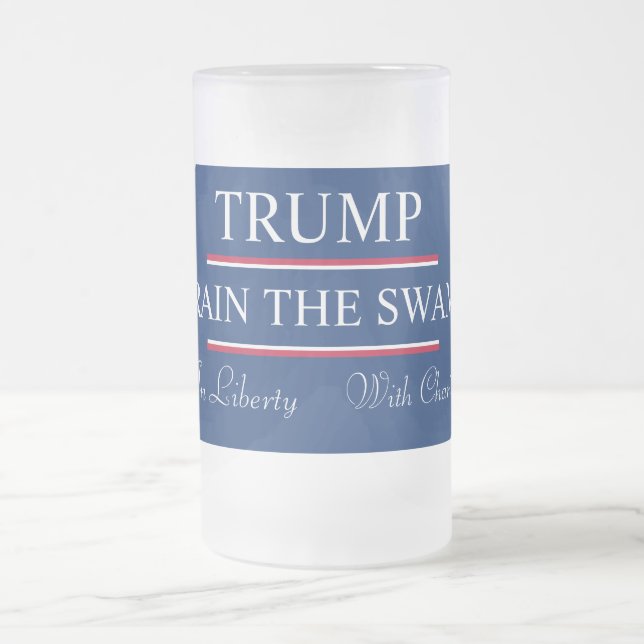 Trump Drain the Swamp! Frosted Glass Beer Mug (Center)