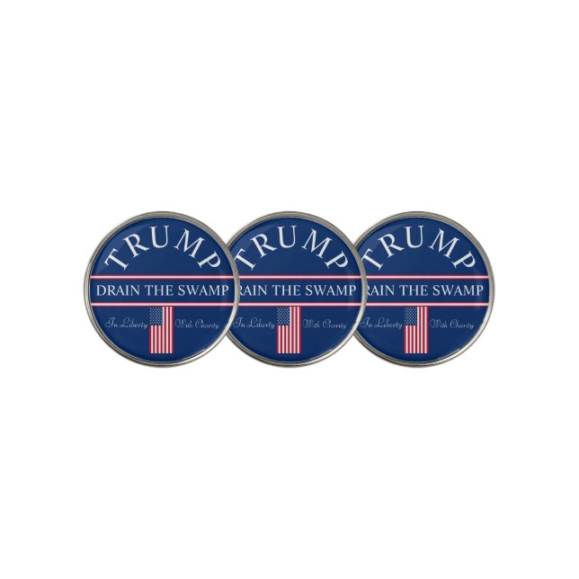 Trump Drain The Swamp   Golf Ball Marker (3 Up)