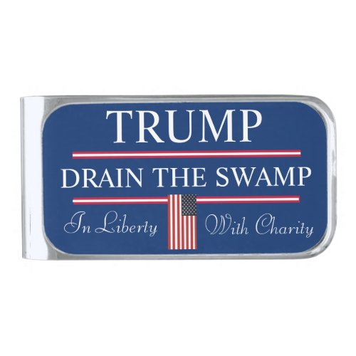 Trump Drain the Swamp  Silver Finish Money Clip