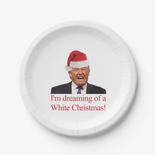 Trump. Dreaming of a White Christmas Paper Plates (Front)