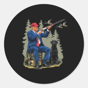 Trump Duck Hunting Donald Trump Old School Camoufl Classic Round Sticker