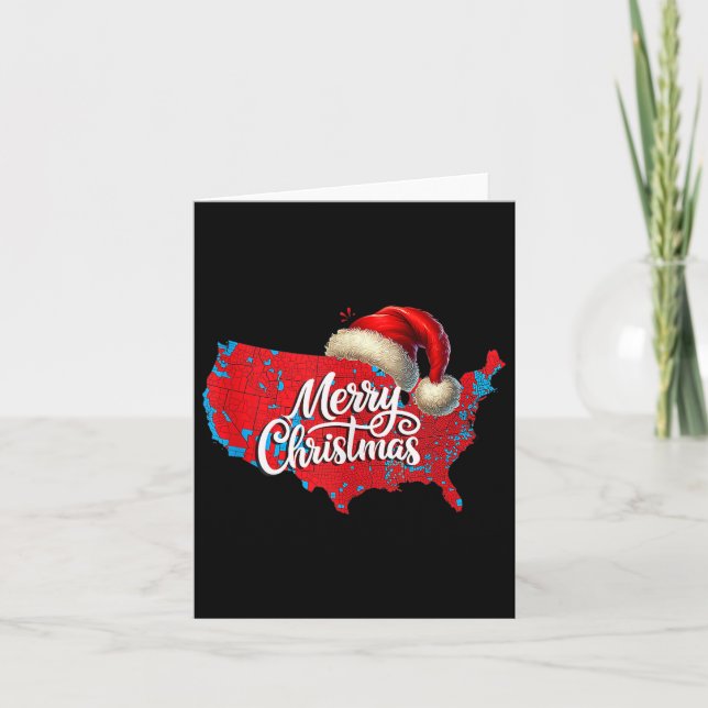 Trump Election Map Merry Christmas Holiday Santa H Card (Front)