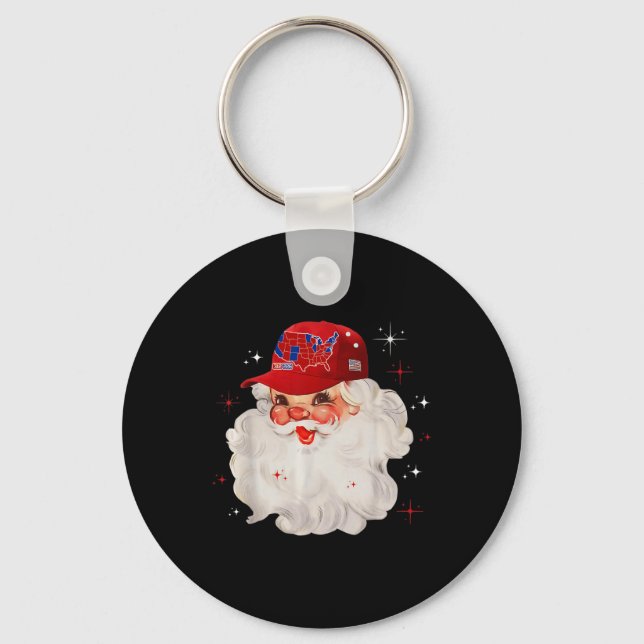 Trump Election Map Merry Christmas Holiday Santa H Keychain (Front)