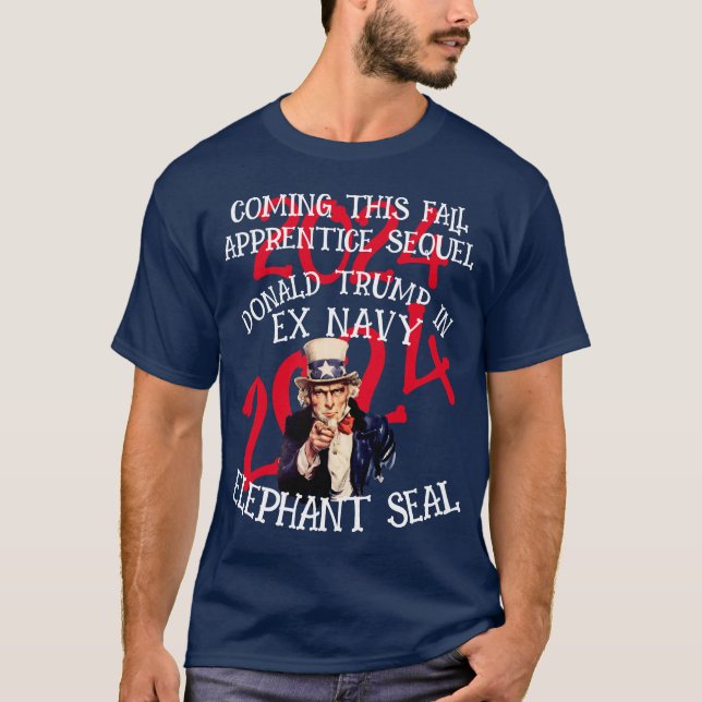 Trump Ex Navy Elephant Seal Cage Fighting T-Shirt (Front)