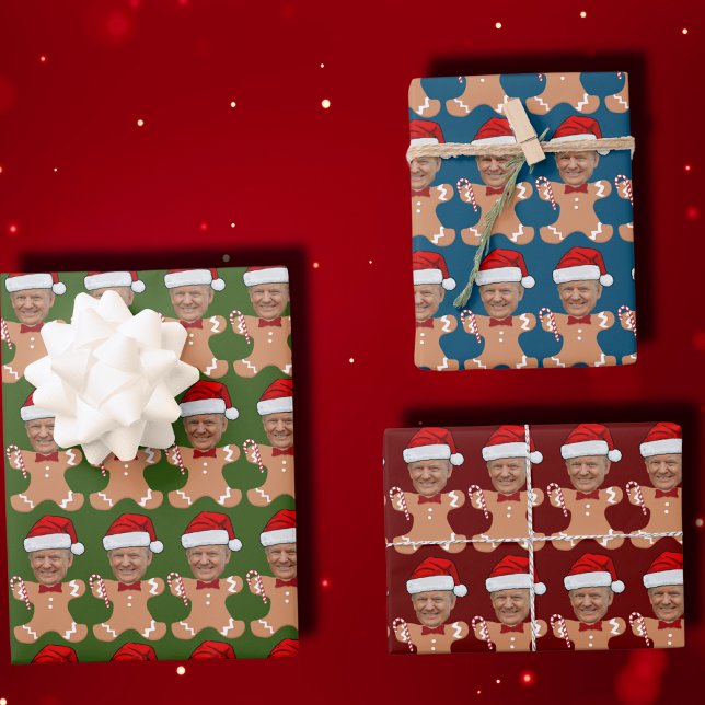 Trump Face Custom Face Photo Gingerbread Wrapping Paper Sheets (Creator Uploaded)