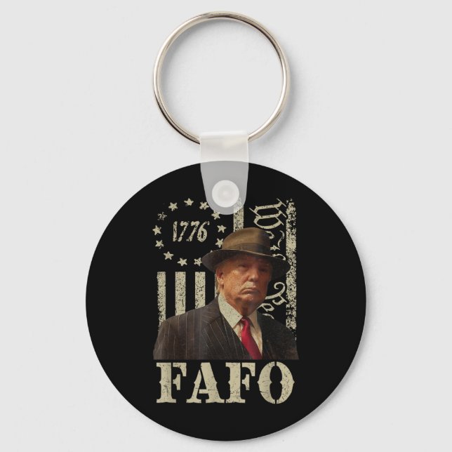 Trump Fafo, Retro Fafo Trump American Flag  Keychain (Front)