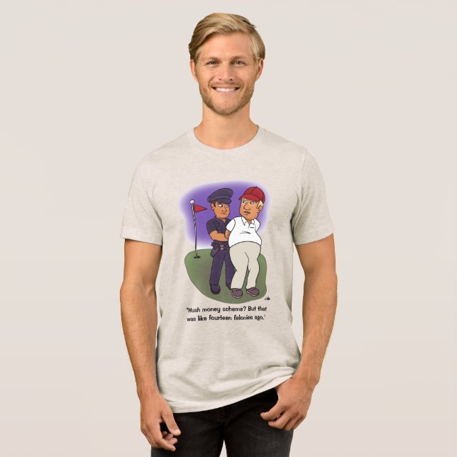 Trump Felonies Men's Oatmeal Tri-Blend Shirt (Front Full)