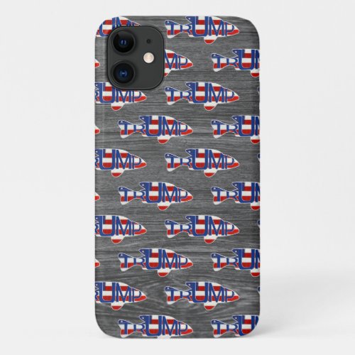 TRUMP Fish Flags on Wood iPhone 11 Case