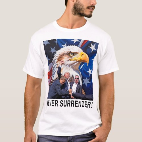 Trump Fist Pump Never Surrender T_Shirt