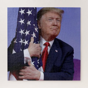 Trump Flag Hugger Jigsaw Puzzle