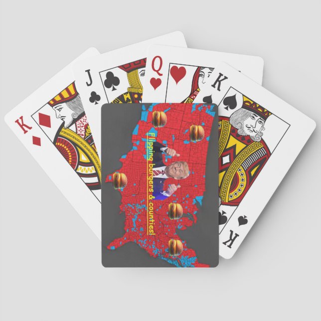 Trump flipping counties with burgers poker cards (Back)