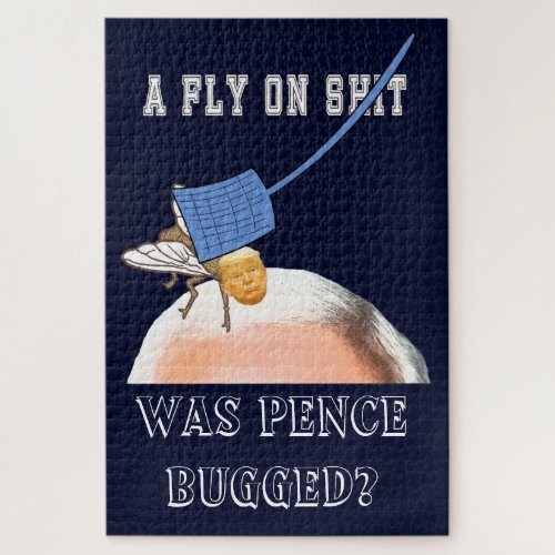 Trump Fly on Pence Head with Flyswatter ZFJ Jigsaw Puzzle