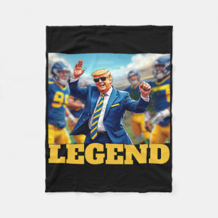 Trump Football Dancing Collegiate Blue And Yellow Fleece Blanket