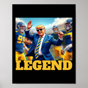 Trump Footbyll Dancing Collegiate Blue And Yellow Poster
