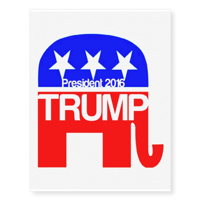 Trump For President 2016 Elephant Temporary Tattoos (Front)