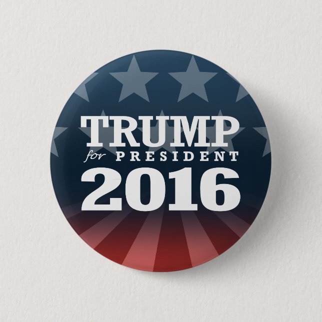 TRUMP FOR PRESIDENT 2016 PINBACK BUTTON (Front)