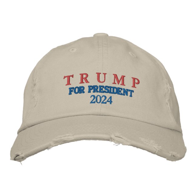 TRUMP FOR PRESIDENT 2024 DISTRESSED CHINO CAP (Front)