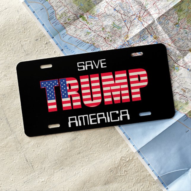 Trump for President 2024 Election Save America License Plate (In Situ)