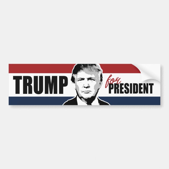 Trump for President Red White and Blue Bumper -.pn Bumper Sticker (Front)