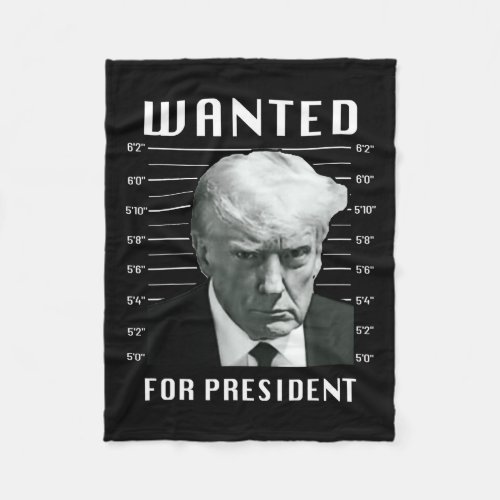 Trump For President _ Trump Mug Shot Never Surrend Fleece Blanket