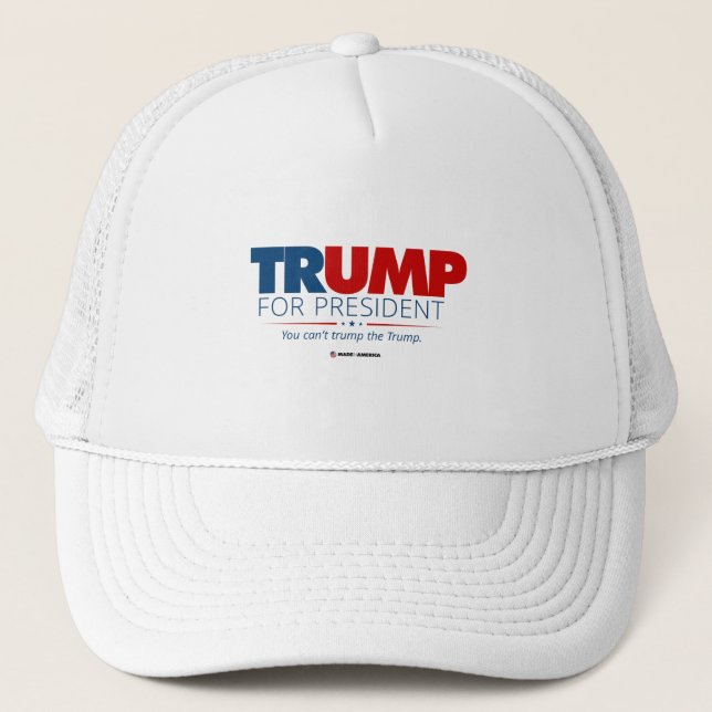 Trump for President Typography Novelty Gift Trucker Hat (Front)