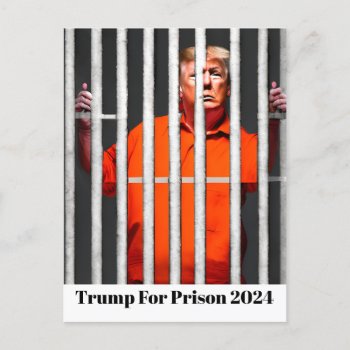 Trump For Prison 2024 Postcard by angelandspot at Zazzle