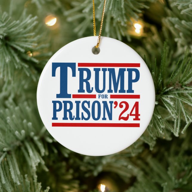 Trump for Prison '24 Ceramic Ornament (Tree)