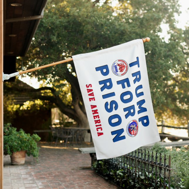TRUMP for Prison Flag with group logo's (In SItu)