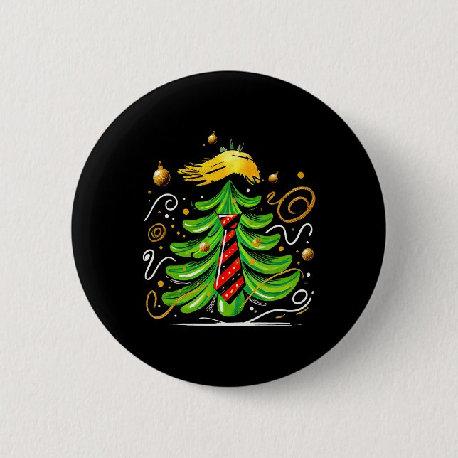 Trump Funny Christmas Tree  Button (Front)