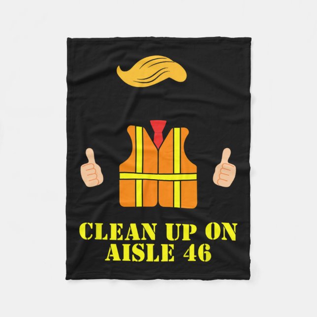 Trump Garbage Man Safety Vest Clean Up On Aisle 46 Fleece Blanket (Front)