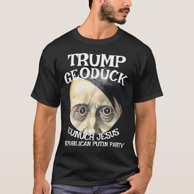 Trump Geoduck Eunuch Jesus Republican Pee Party T-Shirt (Front)