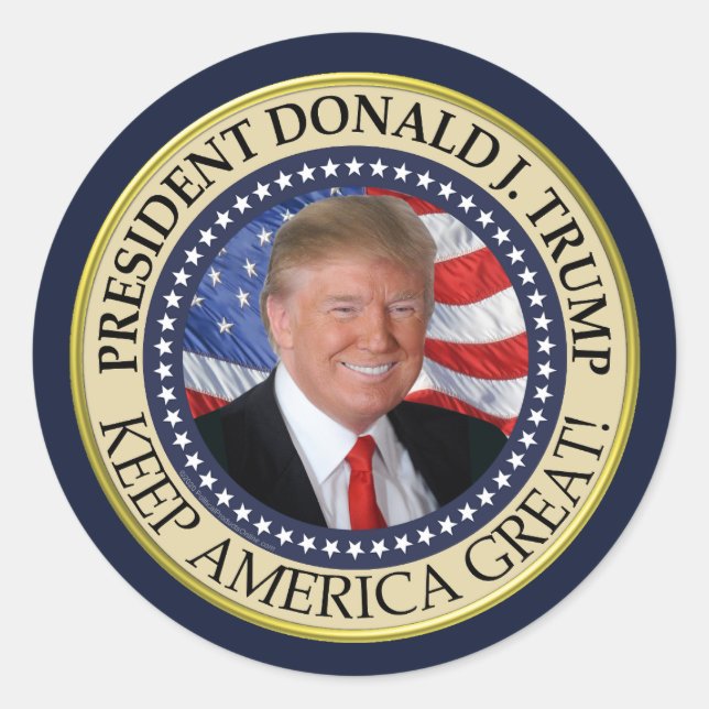 Trump Gifts 2025 President Donald Trump America Classic Round Sticker (Front)