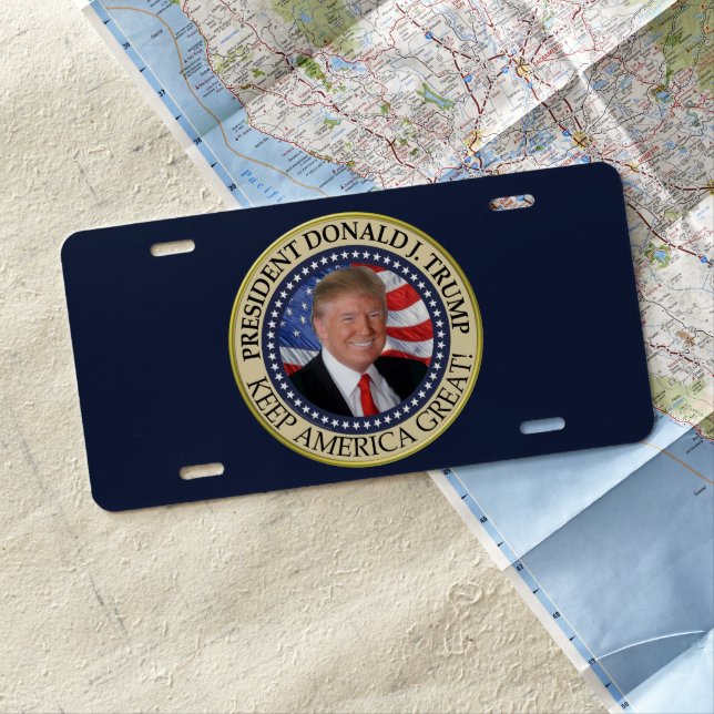 Trump Gifts 2025 President Donald Trump America License Plate (In Situ)