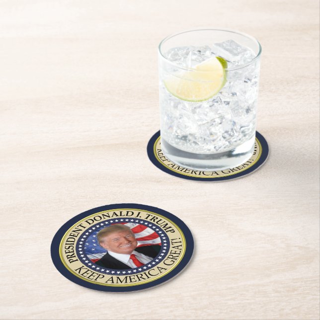 Trump Gifts 2025 President Donald Trump America Round Paper Coaster (Insitu)