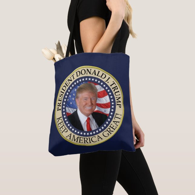 Trump Gifts 2025 President Donald Trump America Tote Bag (Close Up)