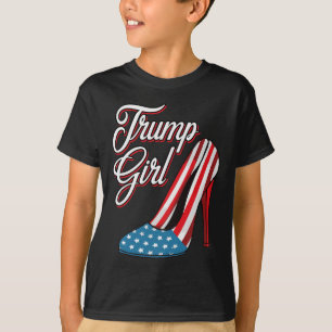 Trump Girl 2024 High Heels American Flag Women Rep T-Shirt