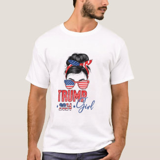 Trump Girl Funny Messy Bun T-Shirt