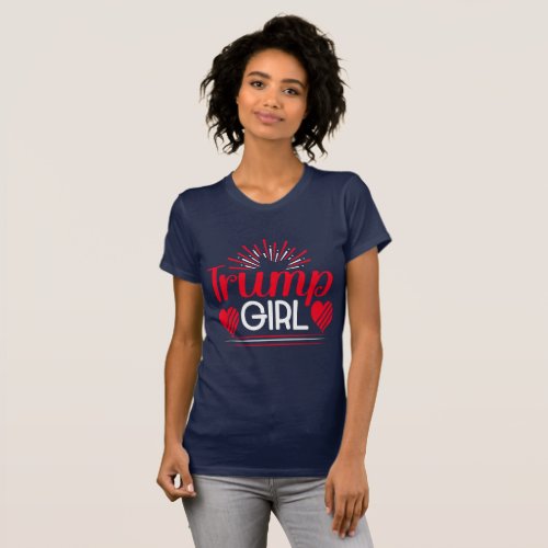 Trump Girl Hearts  Fireworks Blue T_Shirt