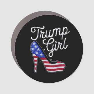 Trump Girl High Heel American Flag Bling Patriot Car Magnet