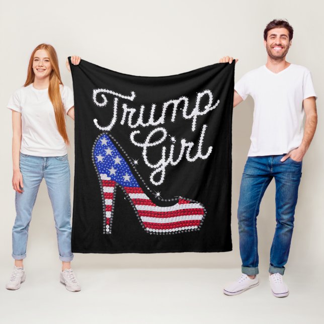Trump Girl High Heel American Flag Bling Patriot Fleece Blanket (In Situ)