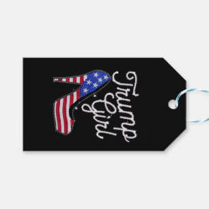 Trump Girl High Heel American Flag Bling Patriot Gift Tags